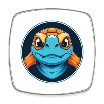 Turtle Cute Kawaii Cartoon Clipart Animal Pet Logo - Square fridge magnet - white - Front