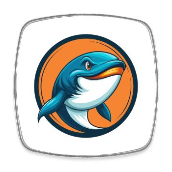 Whale Cute Kawaii Cartoon Clipart Animal Pet Logo - Square fridge magnet - white - Front