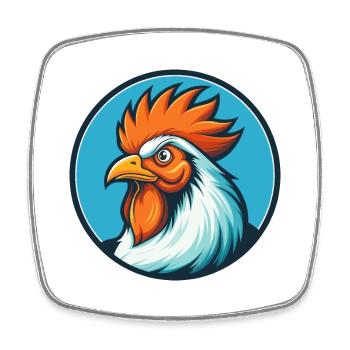 Rooster Cute Funny Kawaii Cartoon Animal Pet Logo - Square fridge magnet - white - Front