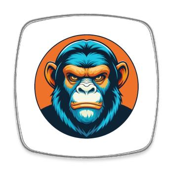 Monkey Cute Kawaii Cartoon Clipart Animal Pet Logo - Square fridge magnet - white - Front