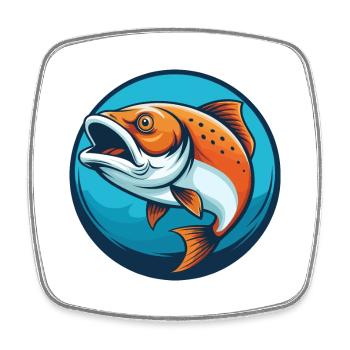 Salmon Cute Kawaii Cartoon Clipart Animal Pet Logo - Square fridge magnet - white - Front