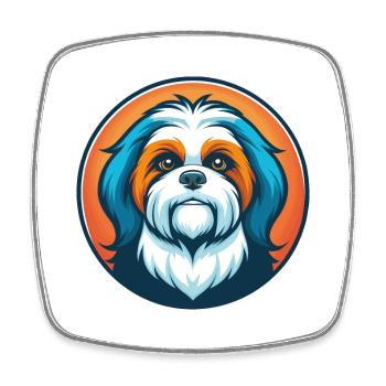 Shih Tzu chien mignon Kawaii dessin animé animal animal logo - Magnet carré - blanc - Devant