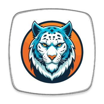léopard des neiges mignon kawaii dessin animé animal animal logo - Magnet carré - blanc - Devant