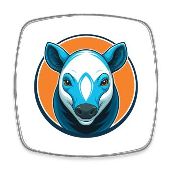 Tapir Cute Kawaii Cartoon Clipart Animal Pet Logo - Square fridge magnet - white - Front