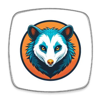 Possum Cute Kawaii Cartoon Clipart Animal Pet Logo - Square fridge magnet - white - Front
