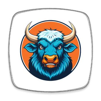 Yak Cute Kawaii Cartoon Clipart Animal Pet Logo - Square fridge magnet - white - Front