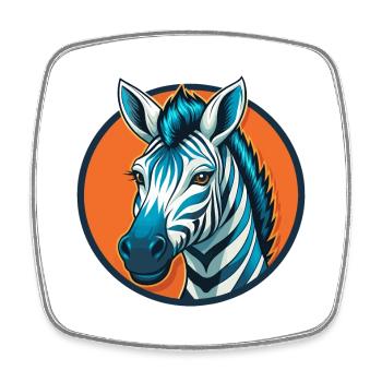 Zebra Cute Kawaii Cartoon Clipart Animal Pet Logo - Square fridge magnet - white - Front