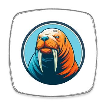 Walrus Cute Kawaii Cartoon Clipart Animal Pet Logo - Square fridge magnet - white - Front