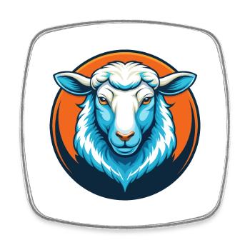 mouton mignon kawaii dessin animé clipart animal animal de compagnie logo - Magnet carré - blanc - Devant