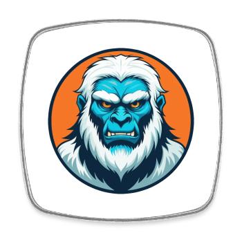 Yeti Cute Kawaii Cartoon Clipart Animal Pet Logo - Square fridge magnet - white - Front