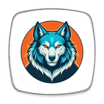 Wolf Cute Kawaii Cartoon Clipart Animal Pet Logo - Square fridge magnet - white - Front