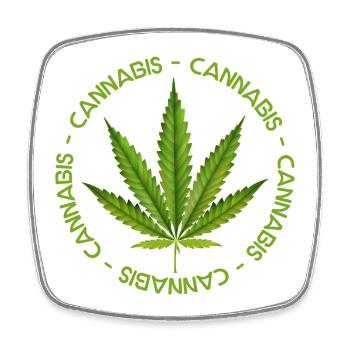 Grünblatt-Cannabis-Krone - Viereckiger Kühlschrankmagnet - Weiß - Vorne