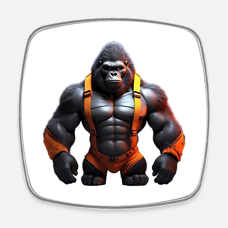Gorilla Force Primate ideal gift - Square fridge magnet - white