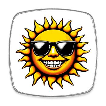 Sun with Sunglasses - Square fridge magnet - white - Front