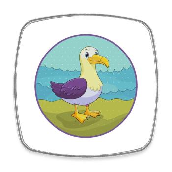 Albatross Cute Kawaii Cartoon Clipart Animal Pet - Square fridge magnet - white - Front