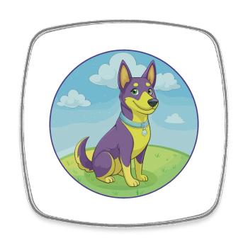 Australischer Kelpie Hund Niedliches Kawaii Cartoon Tier - Viereckiger Kühlschrankmagnet - Weiß - Vorne