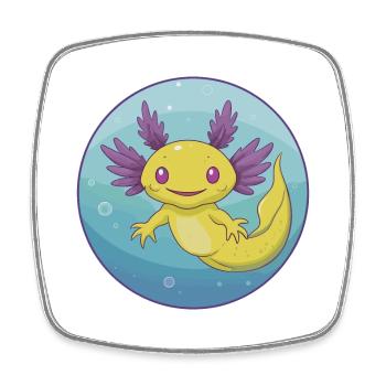 axolotl mignon kawaii dessin animé clipart animal de compagnie - Magnet carré - blanc - Devant
