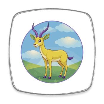 Antilope Niedliche Kawaii Cartoon Clipart Tier Haustier - Viereckiger Kühlschrankmagnet - Weiß - Vorne