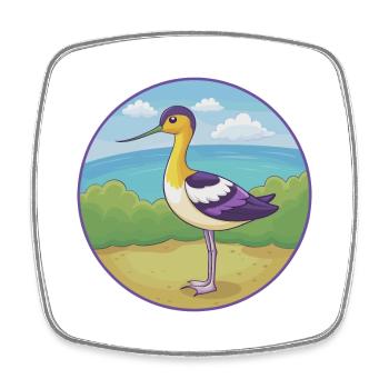 Avocet Niedliche Kawaii Cartoon Clipart Tier Haustier - Viereckiger Kühlschrankmagnet - Weiß - Vorne