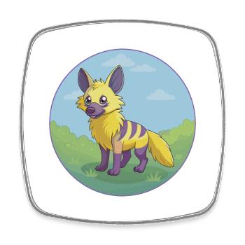 Erdwolf Niedlich Kawaii Cartoon Clipart Tier Haustier - Viereckiger Kühlschrankmagnet - Weiß - Vorne