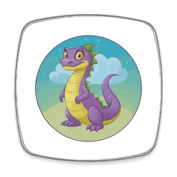 Basilic mignon Kawaii dessin animé Clipart Animal de compagnie - Magnet carré - blanc - Devant
