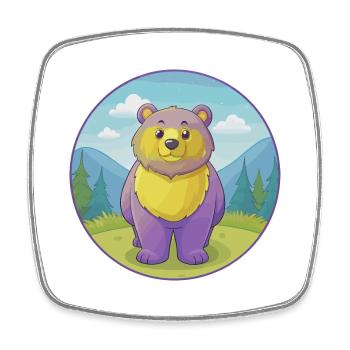 Bear Cute Kawaii Cartoon Clipart Animal Pet - Square fridge magnet - white - Front