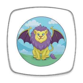 Manticore mignon Kawaii dessin animé Clipart Animal de compagnie - Magnet carré - blanc - Devant