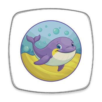 Whale Cute Kawaii Cartoon Clipart Animal Pet - Square fridge magnet - white - Front