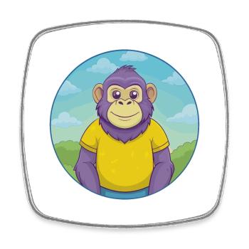 Bonobo Cute Kawaii Cartoon Clipart Animal Pet - Square fridge magnet - white - Front