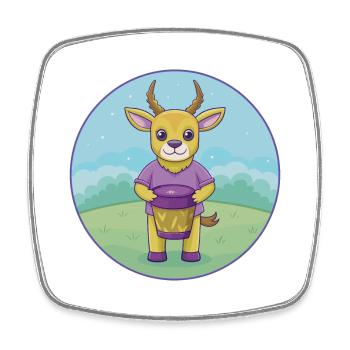 Bongo Niedliche Kawaii Cartoon Clipart Tier Haustier - Viereckiger Kühlschrankmagnet - Weiß - Vorne
