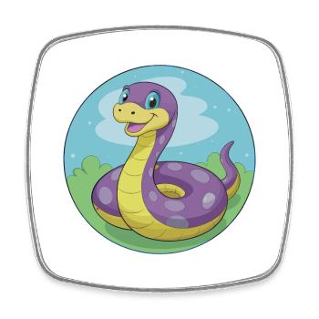 Anaconda Niedliche Kawaii Cartoon Clipart Tier Haustier - Viereckiger Kühlschrankmagnet - Weiß - Vorne
