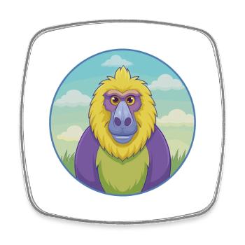Baboon Cute Kawaii Cartoon Clipart Animal Pet - Square fridge magnet - white - Front