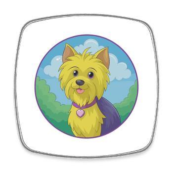 Yorkshire Terrier Chien Mignon Kawaii Dessin Animé Animal - Magnet carré - blanc - Devant