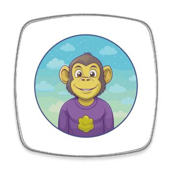Monkey Cute Kawaii Cartoon Clipart Animal Pet - Square fridge magnet - white - Front
