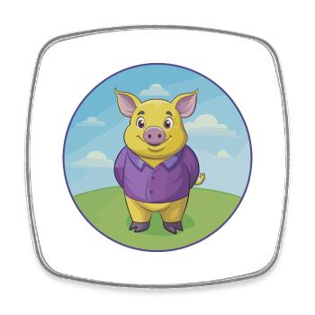 Cochon mignon Kawaii dessin animé Clipart Animal de compagnie - Magnet carré - blanc - Devant
