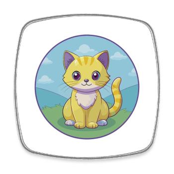 Kitten Cute Kawaii Cartoon Clipart Animal Pet - Square fridge magnet - white - Front