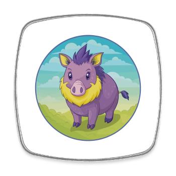 sanglier mignon kawaii dessin animé clipart animal de compagnie - Magnet carré - blanc - Devant