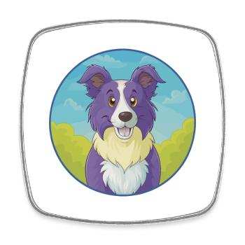 Border Collie Hund Niedliches Kawaii Cartoon Tier Haustier - Viereckiger Kühlschrankmagnet - Weiß - Vorne