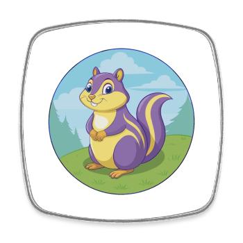 Chipmunk Niedliche Kawaii Cartoon Clipart Tier Haustier - Viereckiger Kühlschrankmagnet - Weiß - Vorne