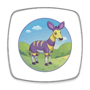 Okapi Cute Kawaii Cartoon Clipart Animal Pet - Square fridge magnet - white - Front