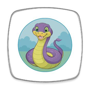 Cobra Cute Kawaii Cartoon Clipart Animal Pet - Square fridge magnet - white - Front