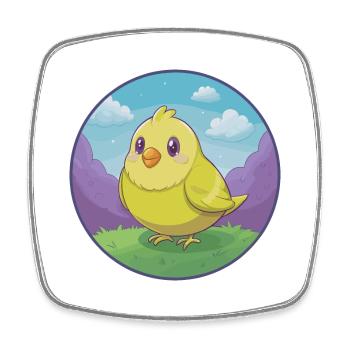 Canari Oiseau Mignon Kawaii Dessin animé Clipart Animal de compagnie - Magnet carré - blanc - Devant