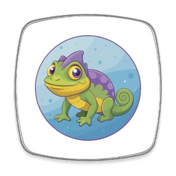 Chameleon Cute Kawaii Cartoon Clipart Animal Pet - Square fridge magnet - white - Front