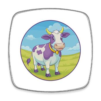 vache mignon kawaii dessin animé clipart animal de compagnie - Magnet carré - blanc - Devant