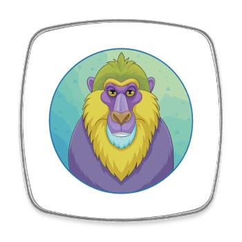 Mandrill mignon Kawaii dessin animé Clipart Animal de compagnie - Magnet carré - blanc - Devant