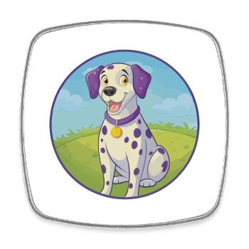 Chien Dalmatien Mignon Kawaii Dessin animé Clipart Animal - Magnet carré - blanc - Devant