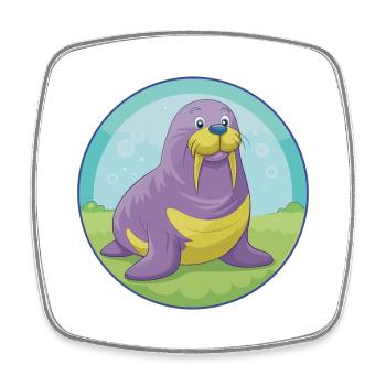 Walrus Cute Kawaii Cartoon Clipart Animal Pet - Square fridge magnet - white - Front