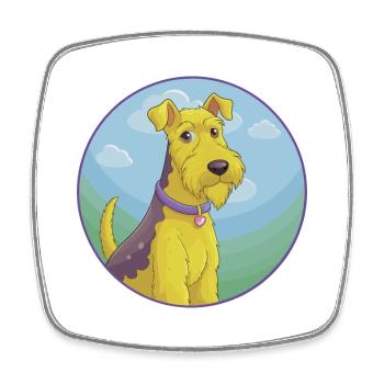 Airedale Terrier Hund Niedliches Kawaii Cartoon Tier - Viereckiger Kühlschrankmagnet - Weiß - Vorne
