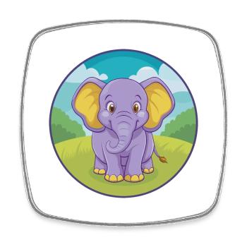 Elefant Niedlich Kawaii Cartoon Clipart Tier Haustier - Viereckiger Kühlschrankmagnet - Weiß - Vorne