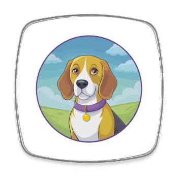 Beagle Dog Cute Kawaii Cartoon Clipart Animal Pet - Square fridge magnet - white - Front